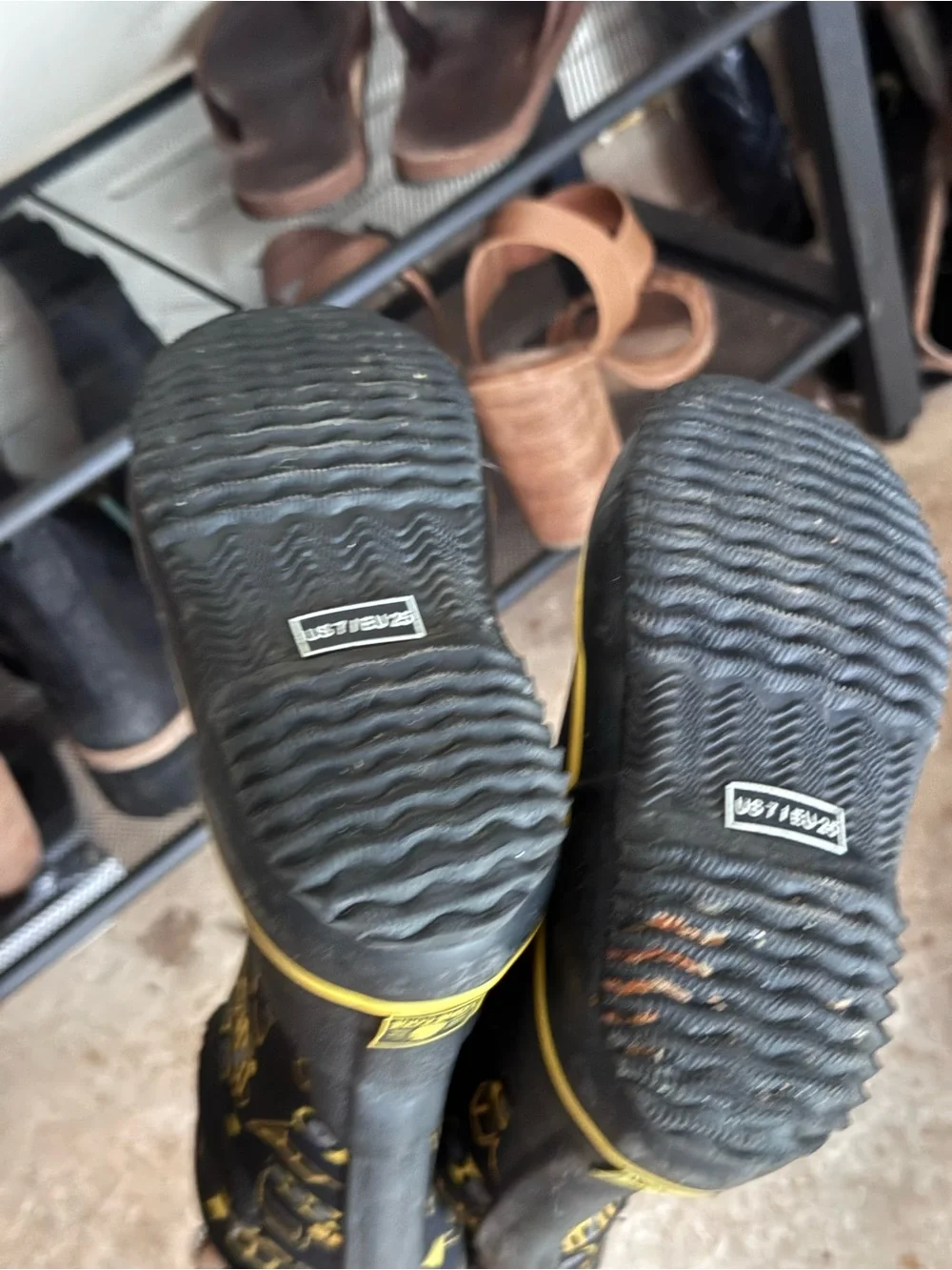 Kids Black and Yellow Waterproof Bog Boot